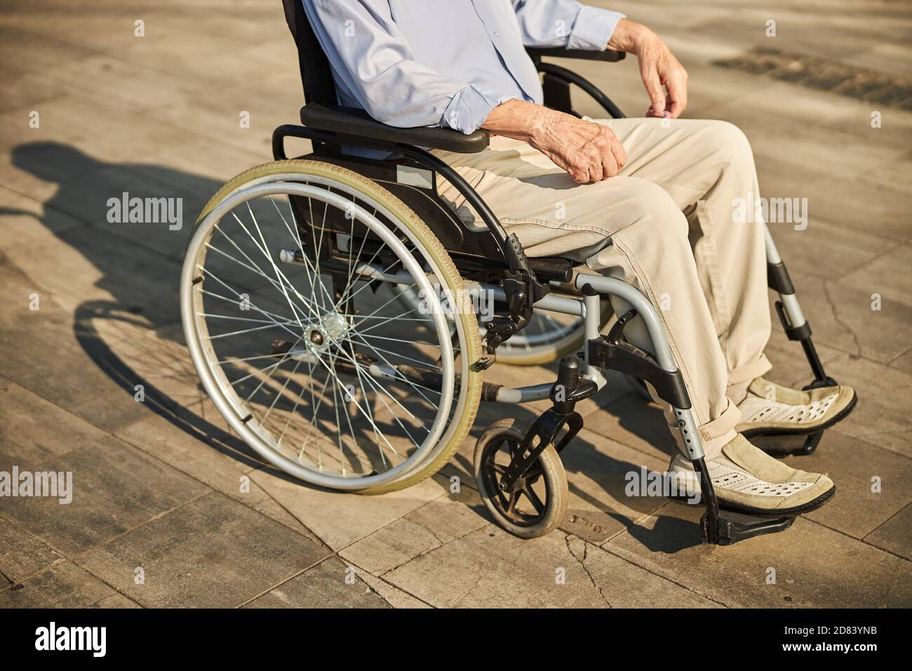 Wheelchair for the elderly use on the street Stock Photo Alamy