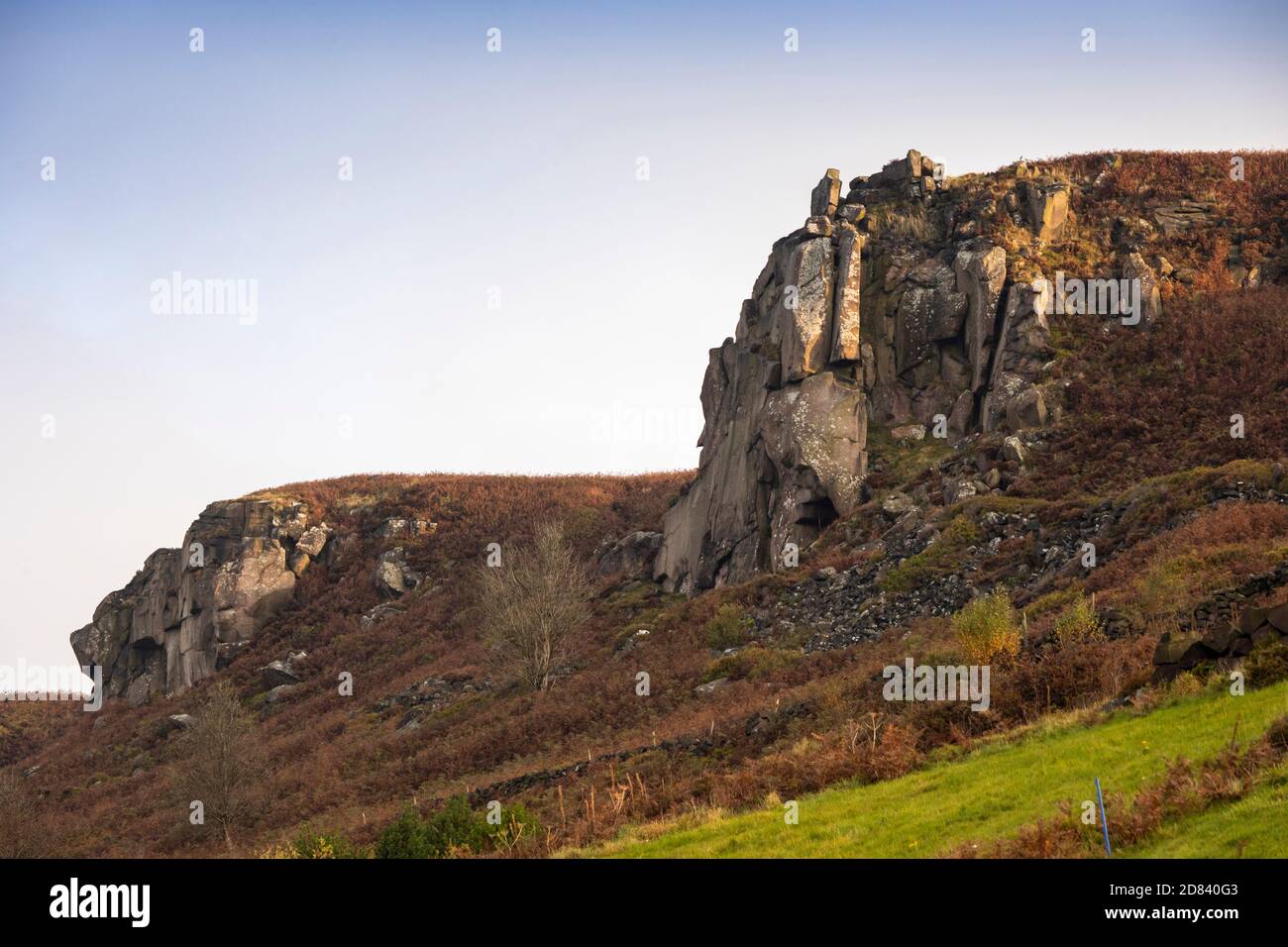 UK, England, Staffordshire, Moorlands, The Roaches, rocky outcrop at Five Clouds Stock Photo