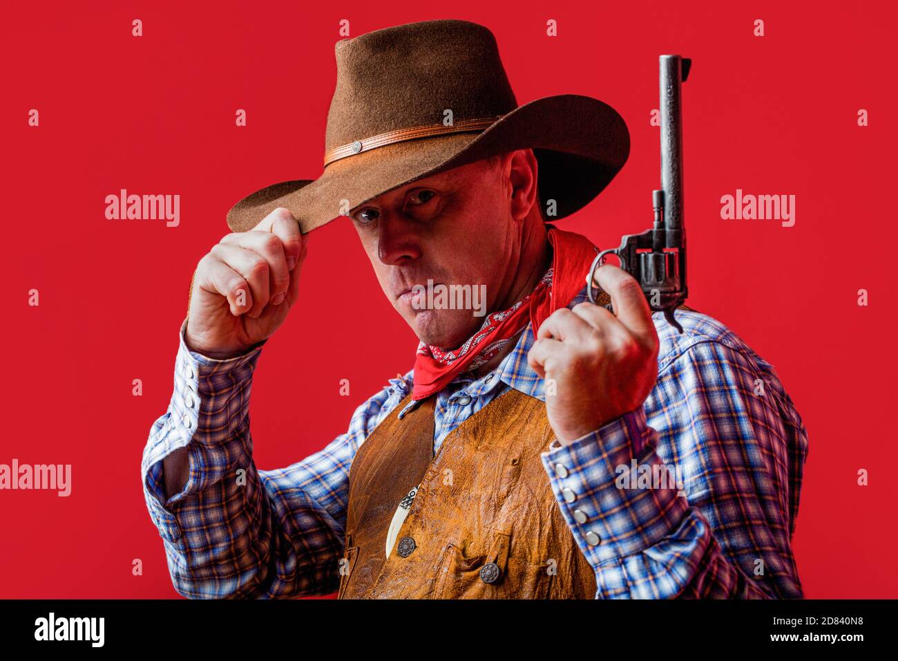 American cowboy. Cowboy wearing hat. Western life. Guy in cowboy hat