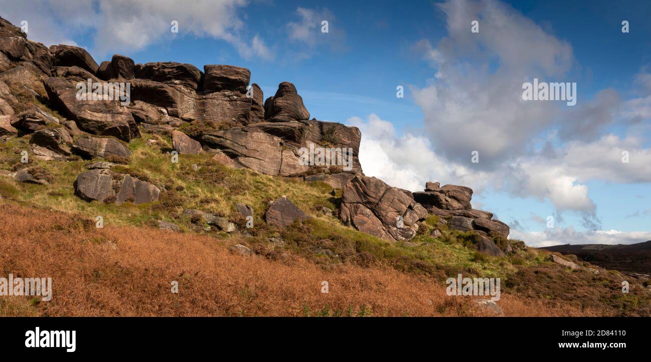 UK, England, Staffordshire, Moorlands, The Roaches, rocky outcrop, panoramic Stock Photo
