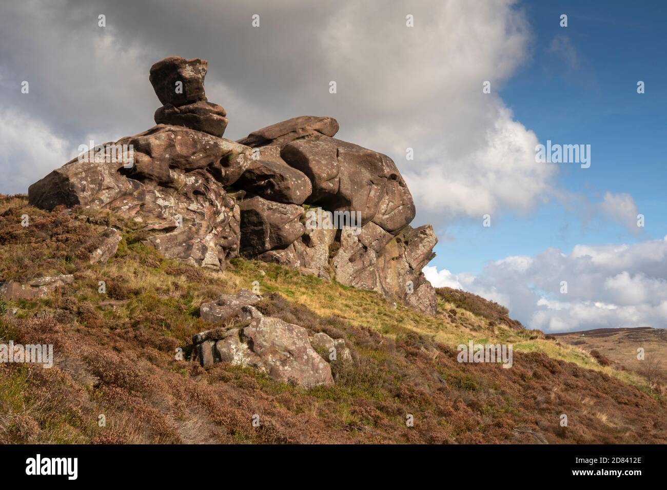 UK, England, Staffordshire, Moorlands, The Roaches, Ramshaw Rocks eroded sandstone formation Stock Photo