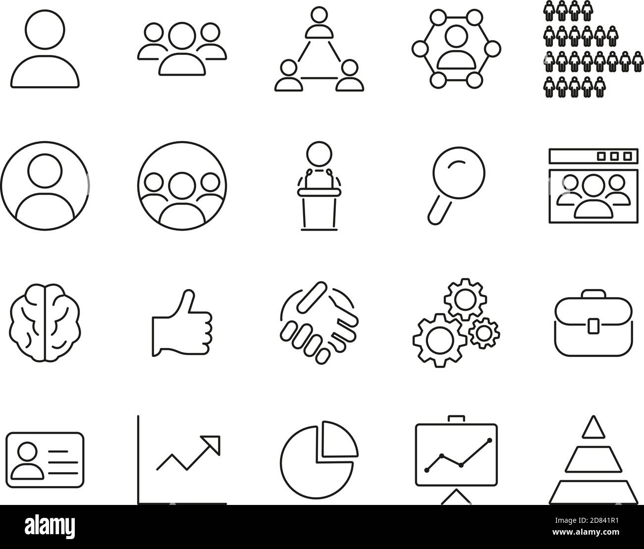 Human Resources Icons Black & White Thin Line Set Big Stock Vector