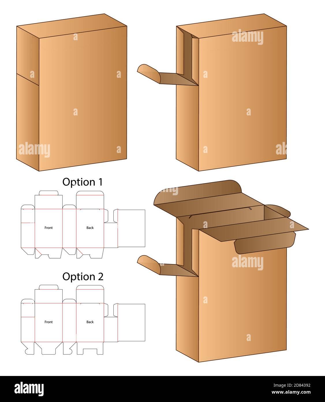 Box packaging die cut template design. 3d mockup Stock Vector Image