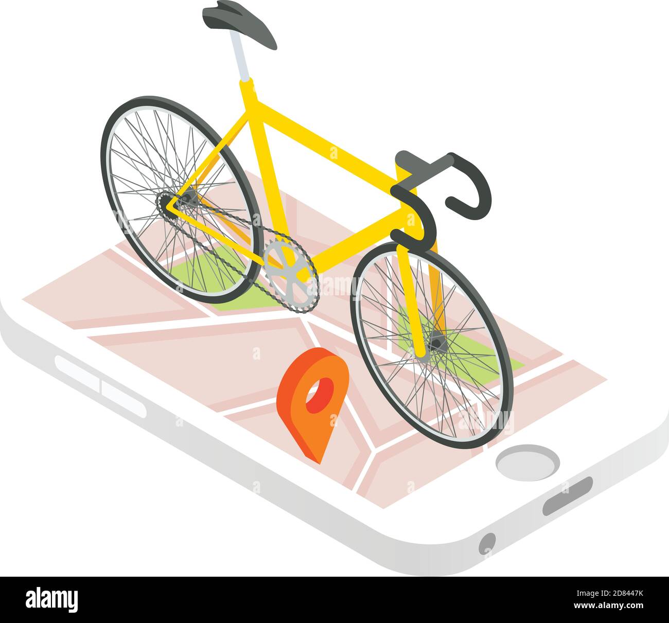 Mobile GPS navigation vector icon. Isometric 3d illustration. Bike on a top  of mobile phone with city map on a screen. Smartphone tracking app Stock  Vector Image & Art - Alamy