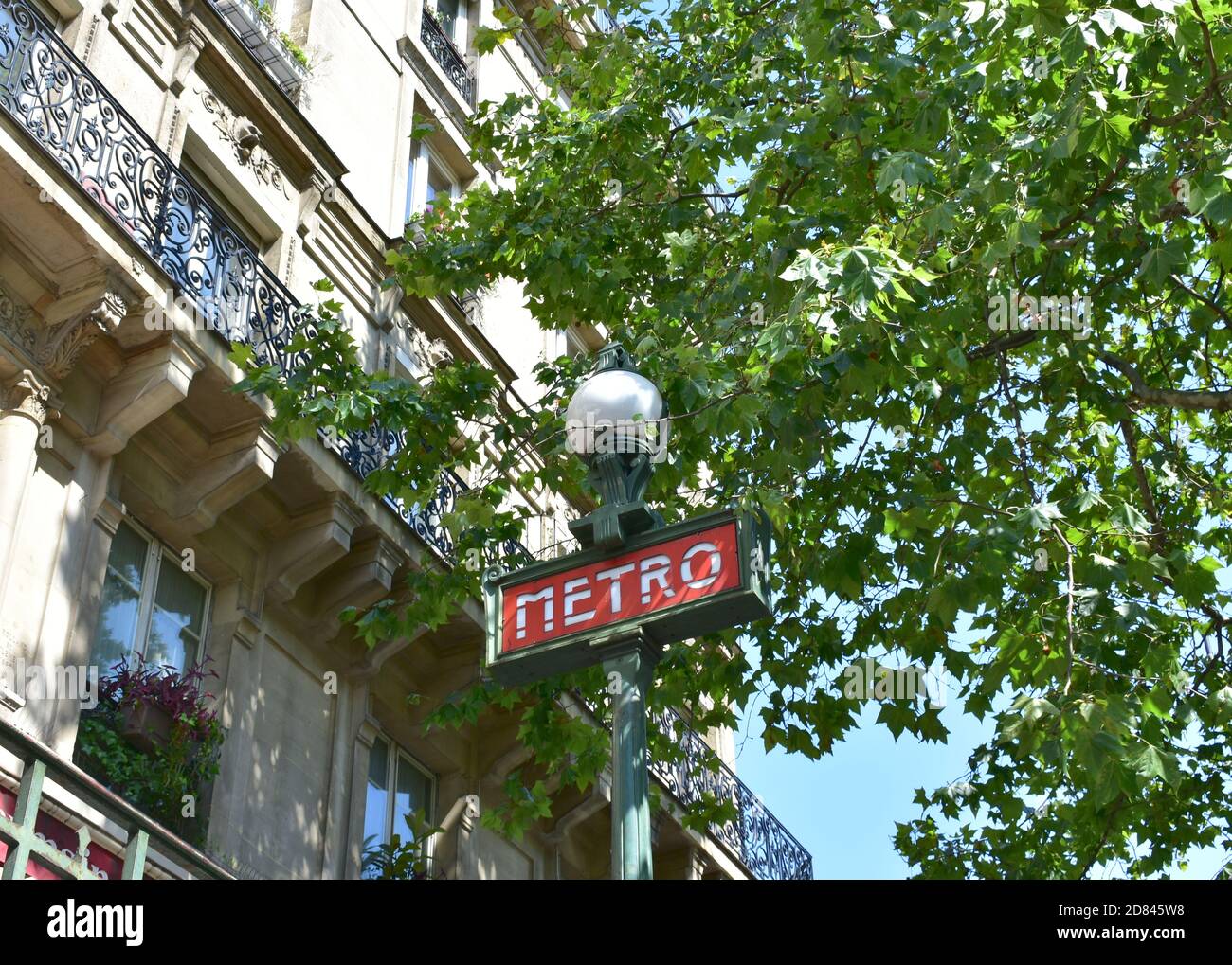 Parisian Metro sign at underground station. Paris, France. Stock Photo