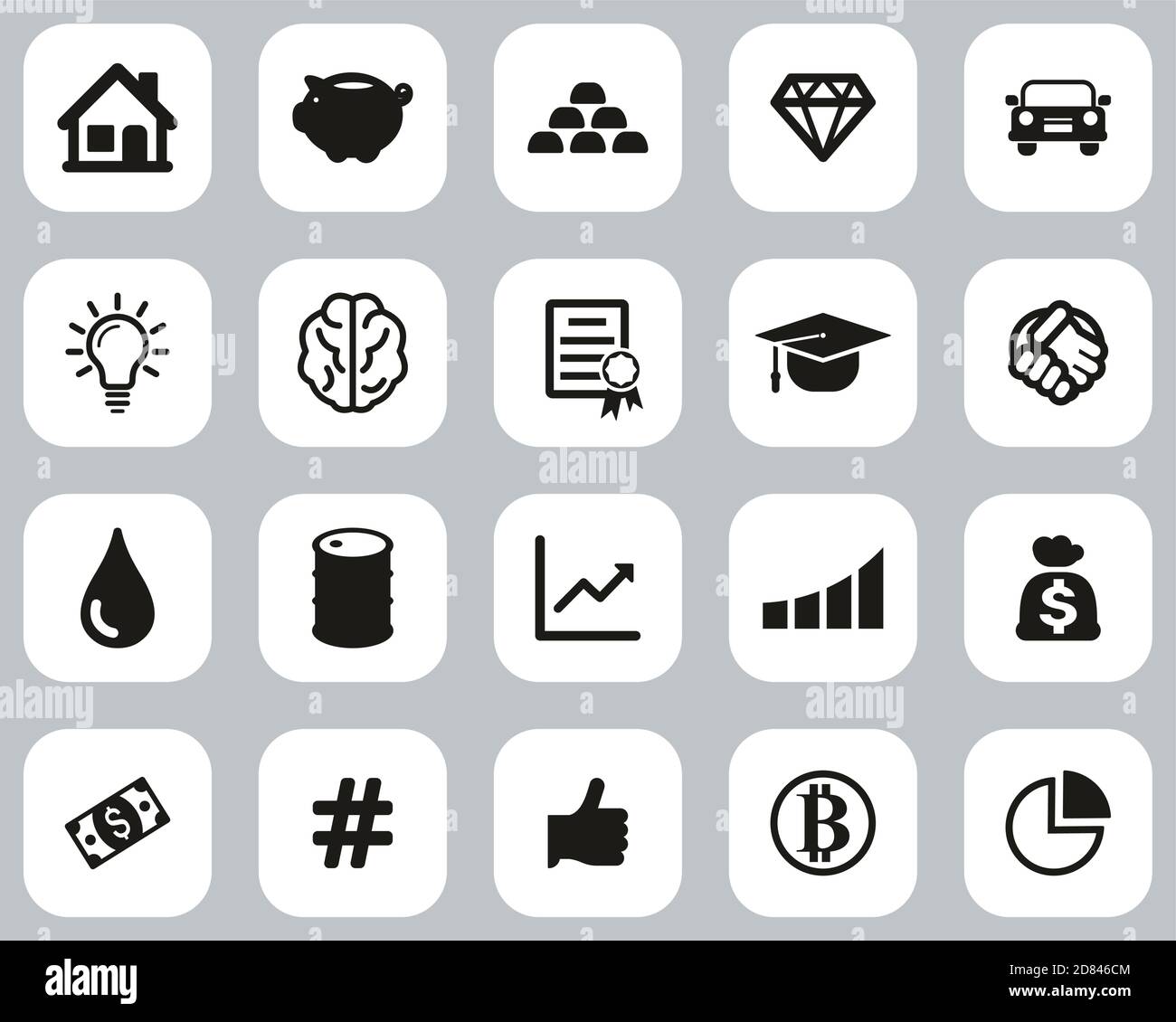 Investment Plan Icons Black & White Flat Design Set Big Stock Vector ...