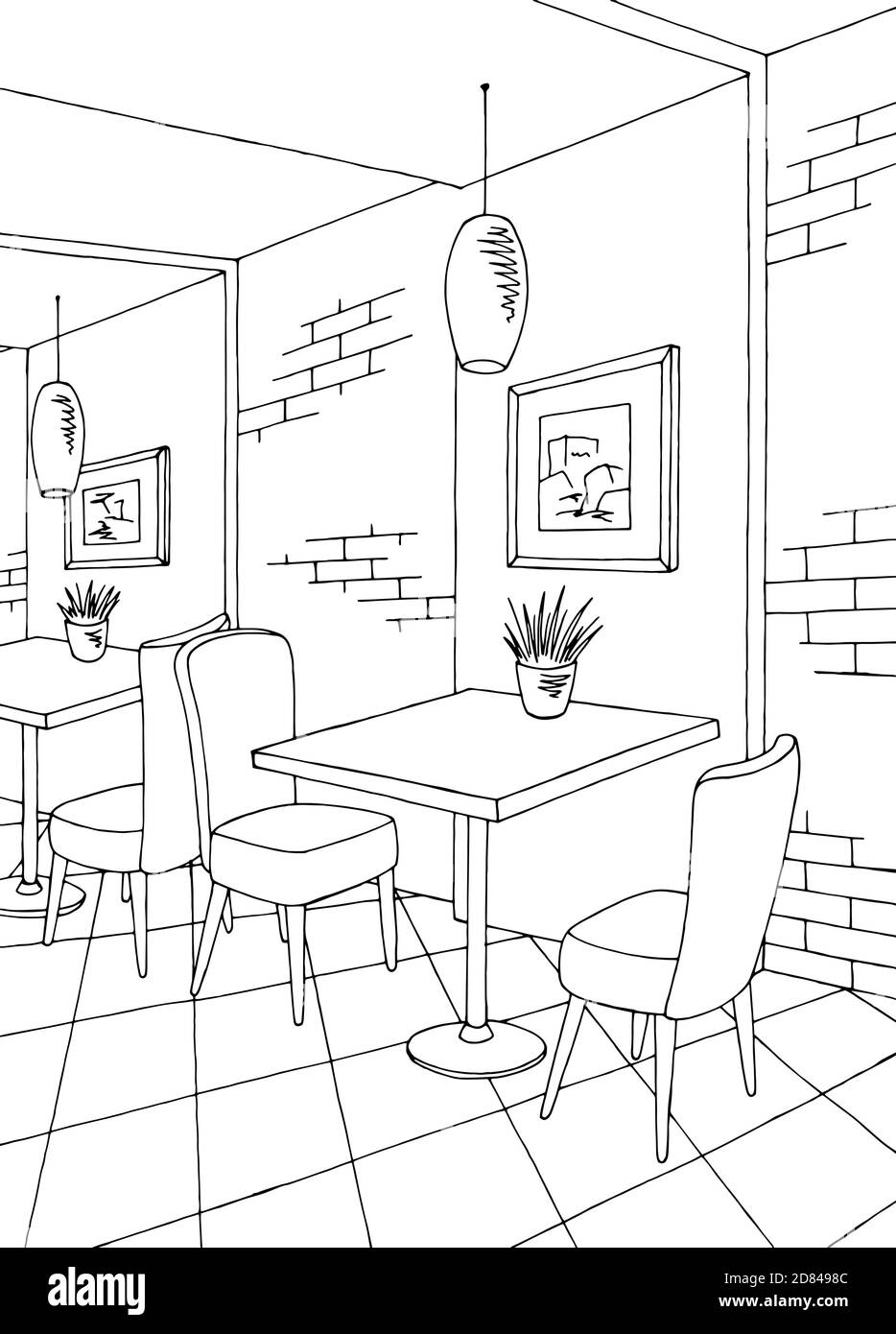 Interiors sketches: Foster's Cafe interior
