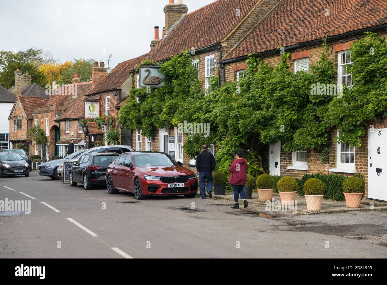 The Swan Inn and Green Man, two picturesque pubs in Denham village, Buckinghamshire, England, UK Stock Photo