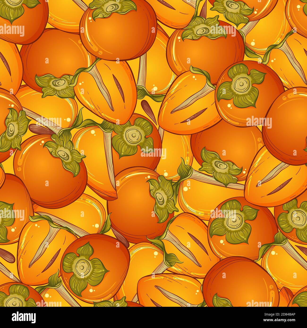 Hand drawn seamless pattern with sweet whole and cut in half fresh ...