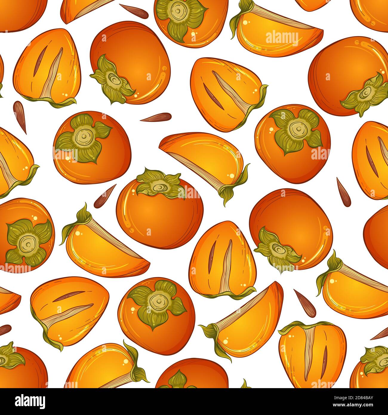 Hand drawn seamless pattern with sweet whole and cut in half fresh ...