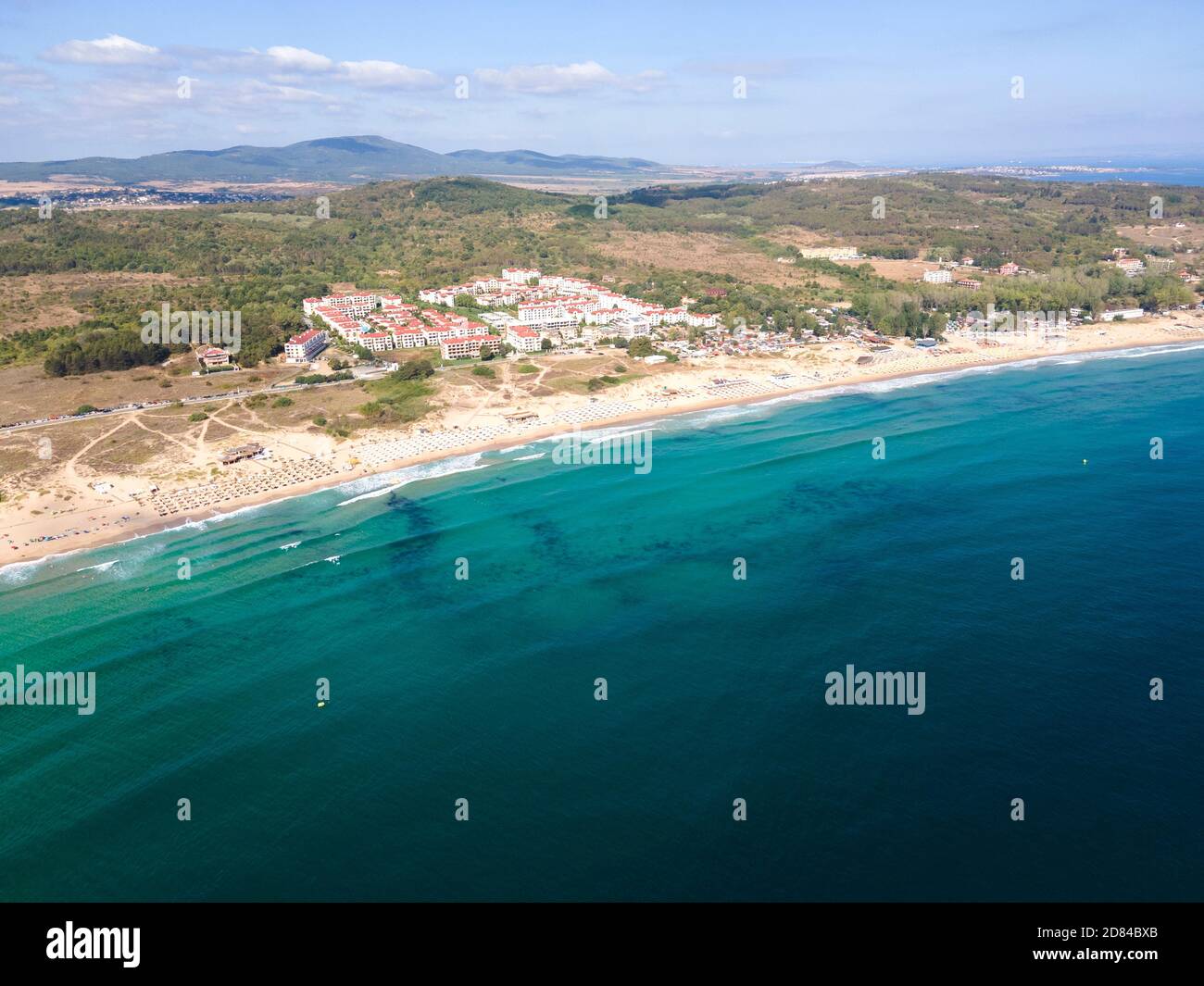 Aerial view of Smokinya Beach near Sozopol, Burgas Region, Bulgaria ...