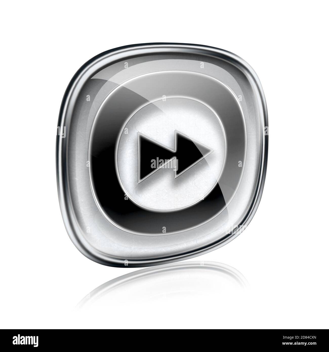 Forward icon grey glass, isolated on white background Stock Photo - Alamy