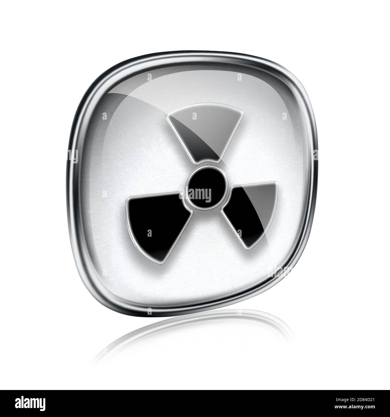Radioactive icon grey glass, isolated on white background Stock Photo
