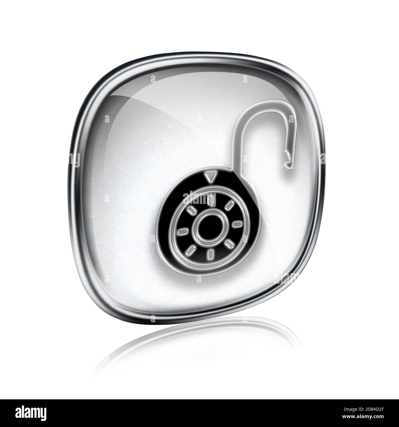 Lock on, icon grey glass, isolated on white background Stock Photo - Alamy