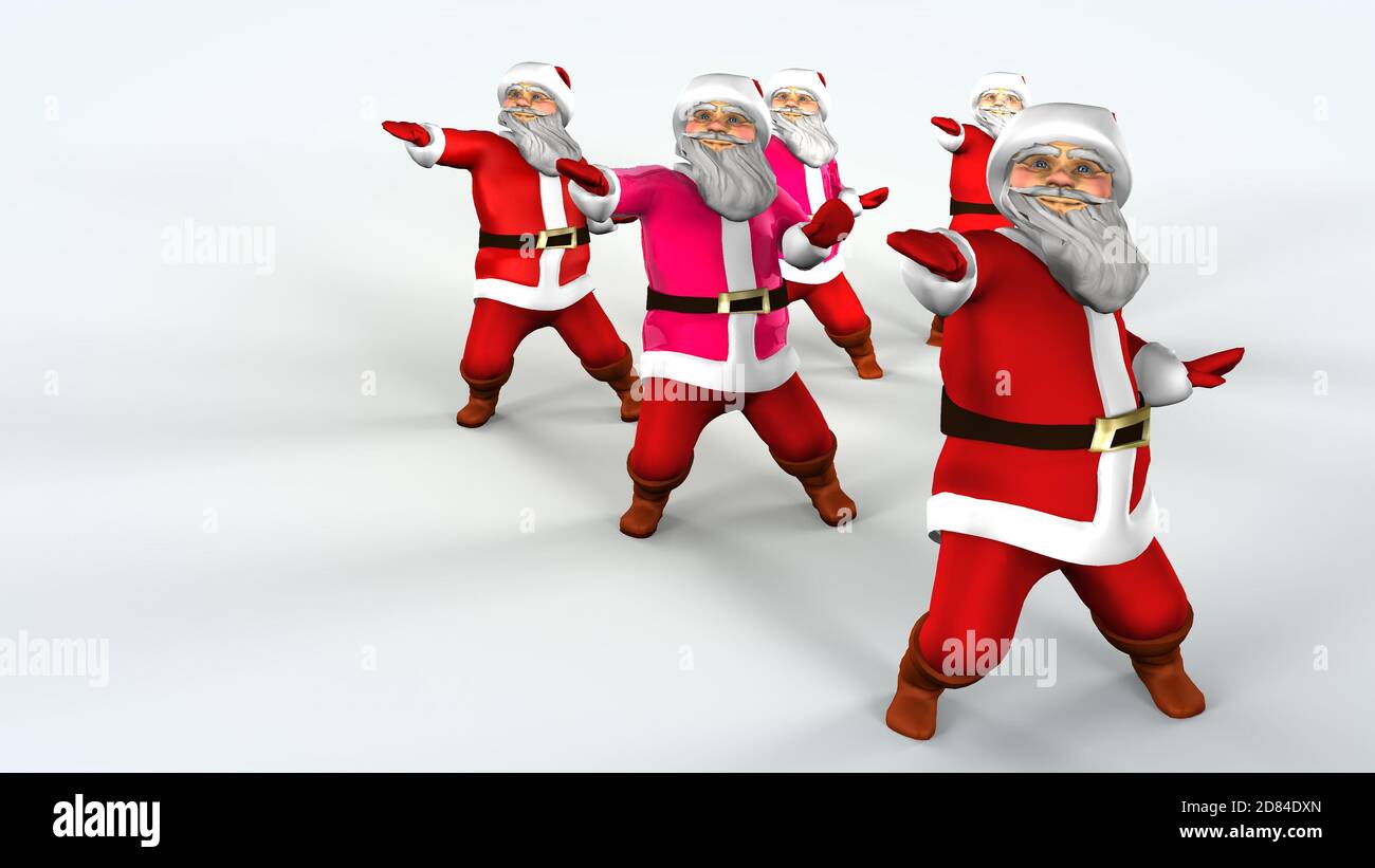 Merry Christmas Santa Clauses are dancing. 3d rendering Stock Photo Alamy
