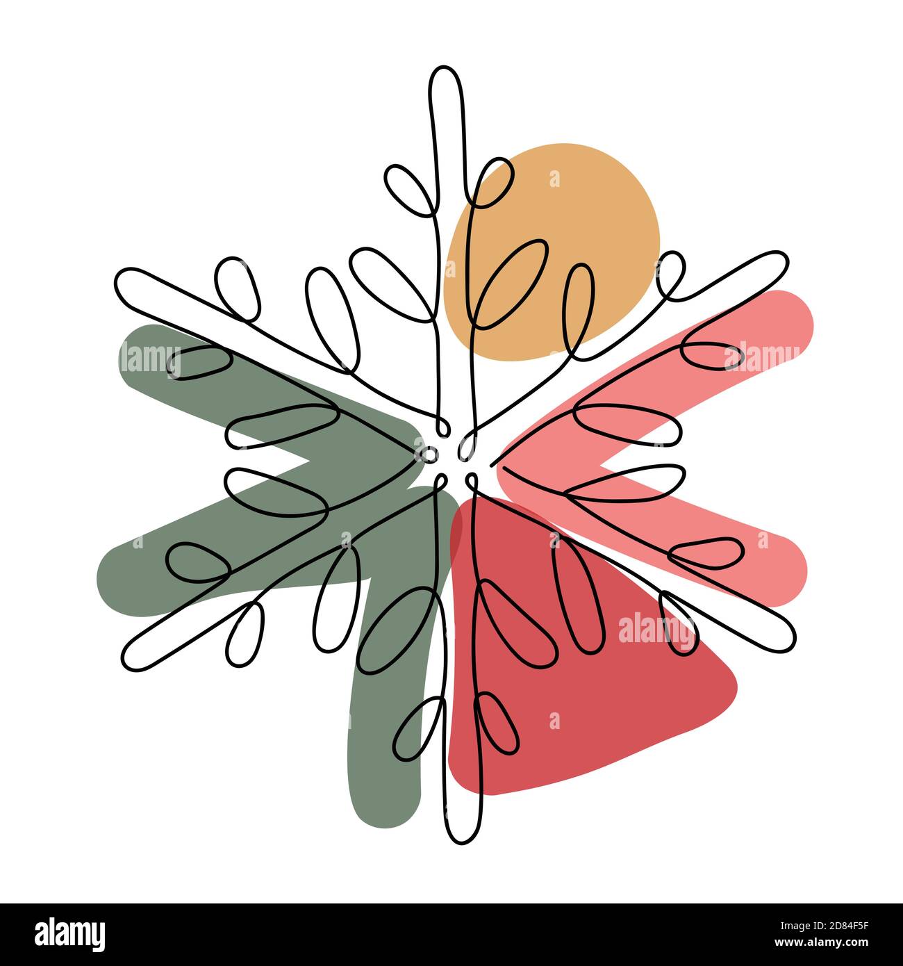 Christmas snowflake in a hand drawn linear style. Stock Vector