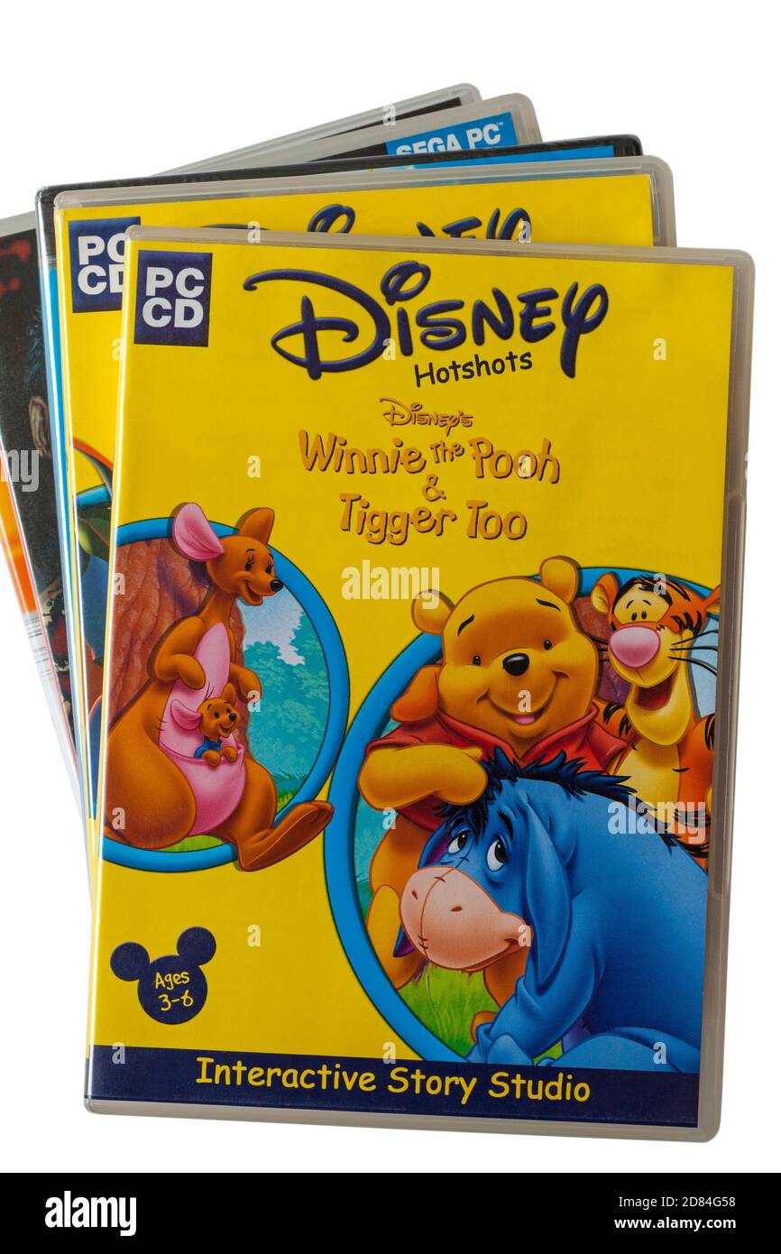 Disney Hotshots Disney's Winnie the Pooh & Tigger Too PC CD interactive story studio set on white background - for ages 3-6 Stock Photo