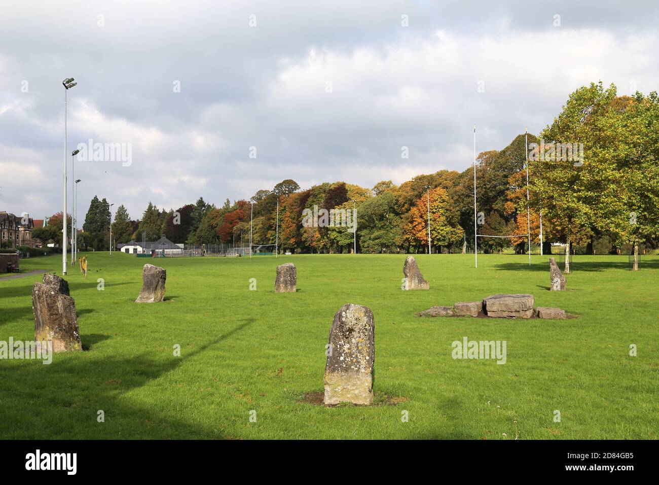 Gorsedd Stone Circle (erected for National Eisteddfod in 1993), Groe Park, Builth Wells, Brecknockshire, Powys, Wales, Great Britain, UK, Europe Stock Photo