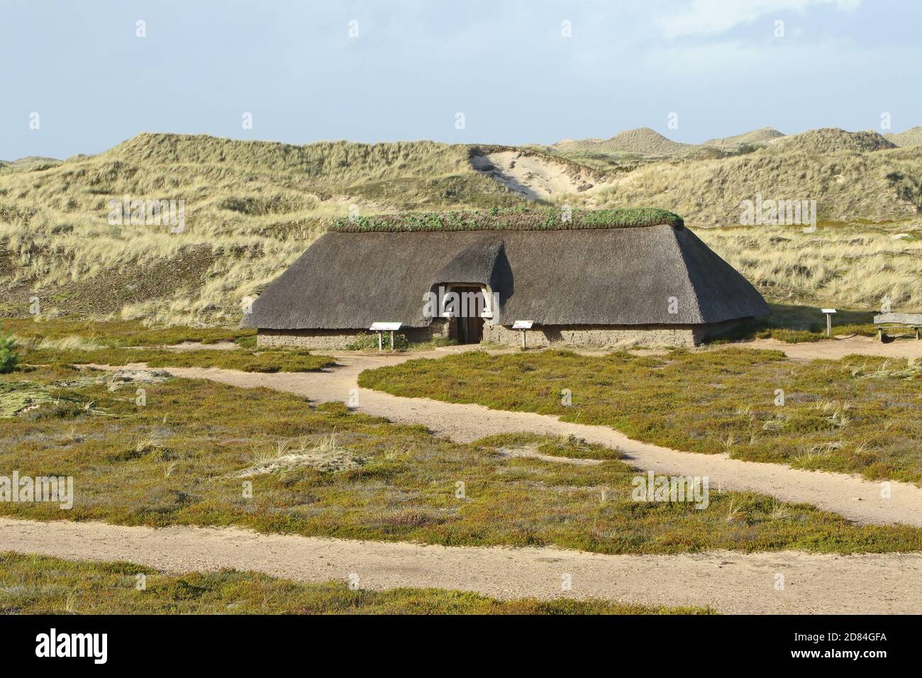Iron Age House in dune landscape, Isle of Amrum, North Frisian islands, Schleswig-Holstein, Germany Stock Photo
