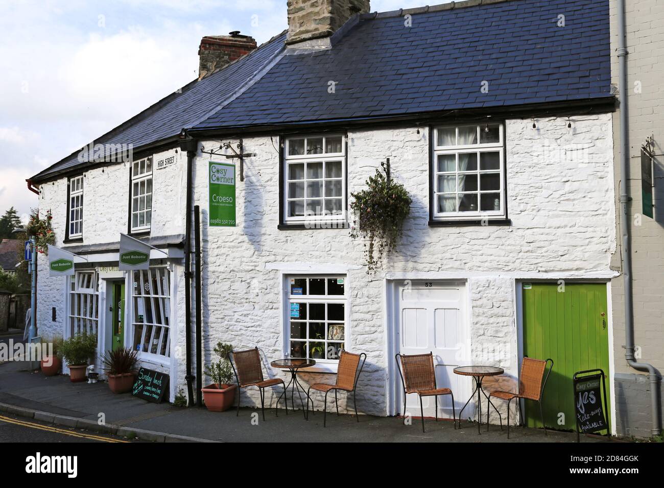 Cosy Corner cafe and restaurant, High Street, Builth Wells, Brecknockshire, Powys, Wales, Great Britain, United Kingdom, UK, Europe Stock Photo