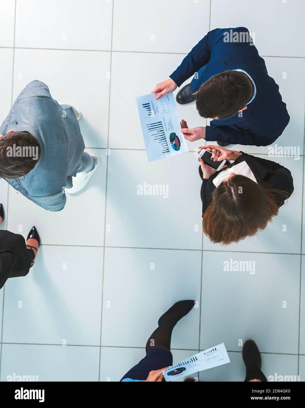 top view. group of employees discussing work issues. Stock Photo