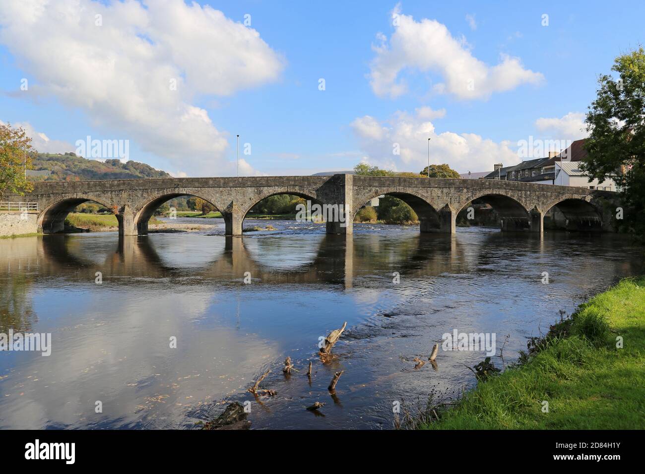 Bridge across River Wye, Station Road, Builth Wells, Brecknockshire, Powys, Wales, Great Britain, United Kingdom, UK, Europe Stock Photo