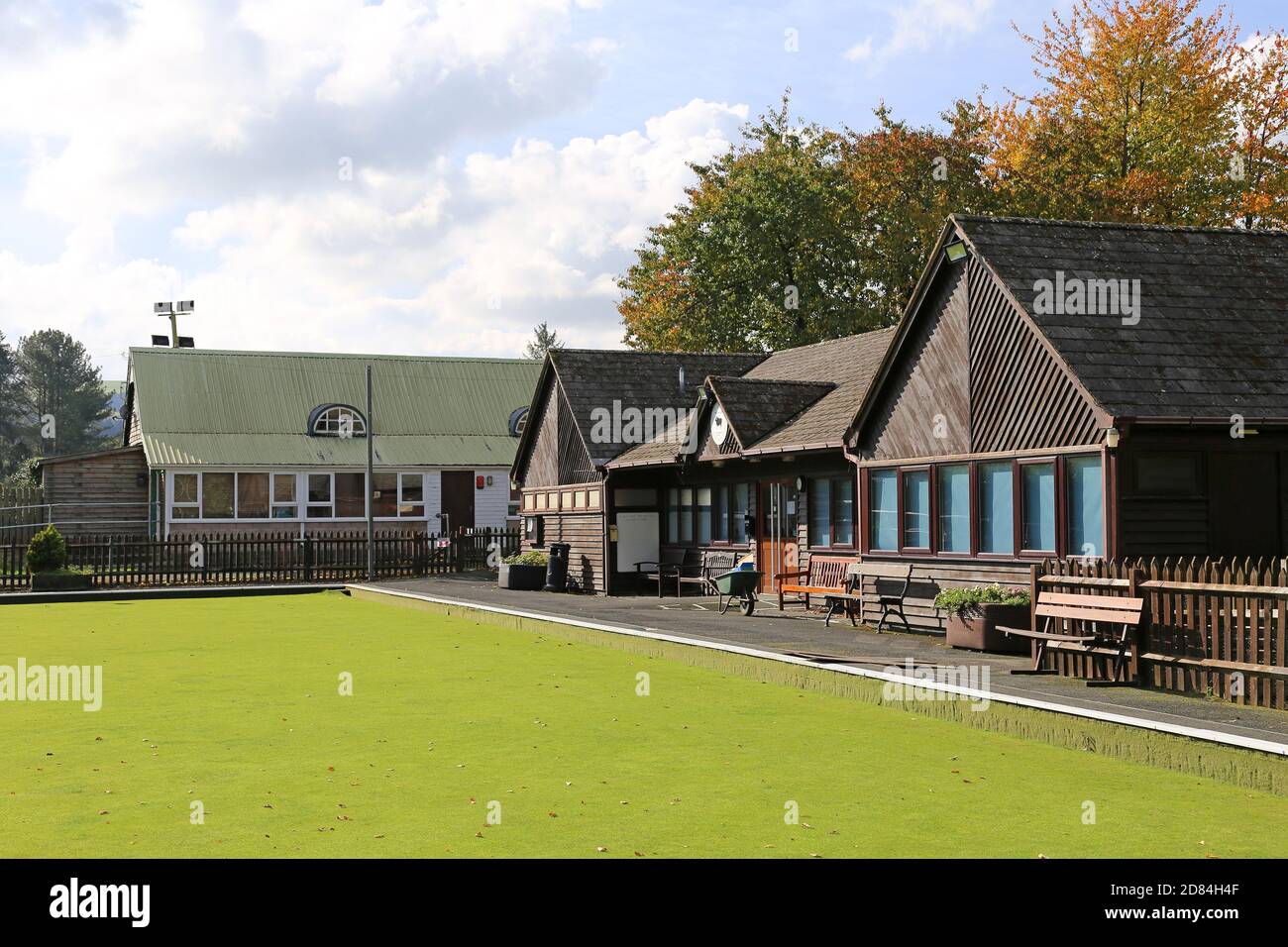 Builth Wells Bowling Club, Groe Park, Builth Wells, Brecknockshire, Powys, Wales, Great Britain, United Kingdom, UK, Europe Stock Photo