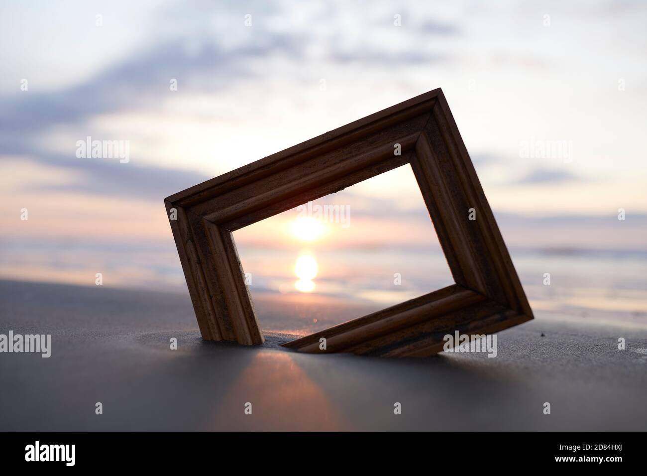 Picture frame on the shore Stock Photo Alamy