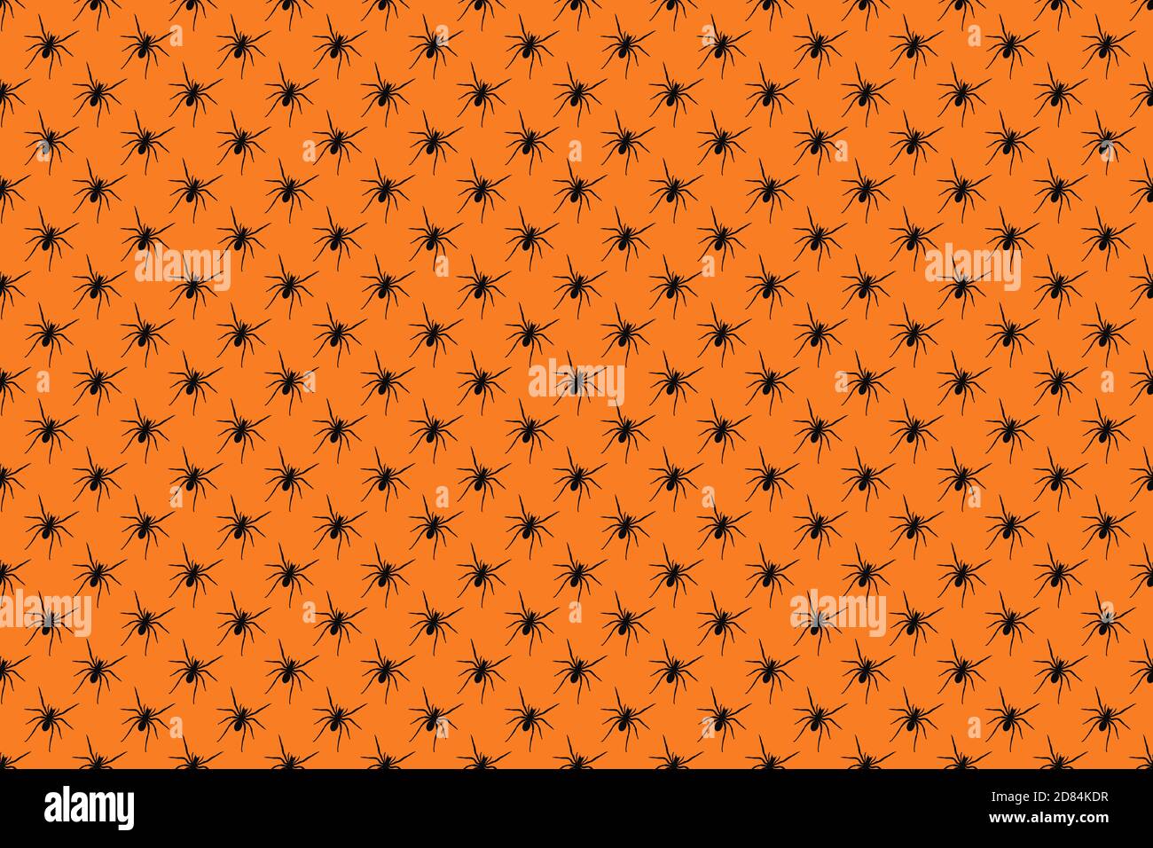 Creepy halloween black spiders on an orange background. Seamless ...