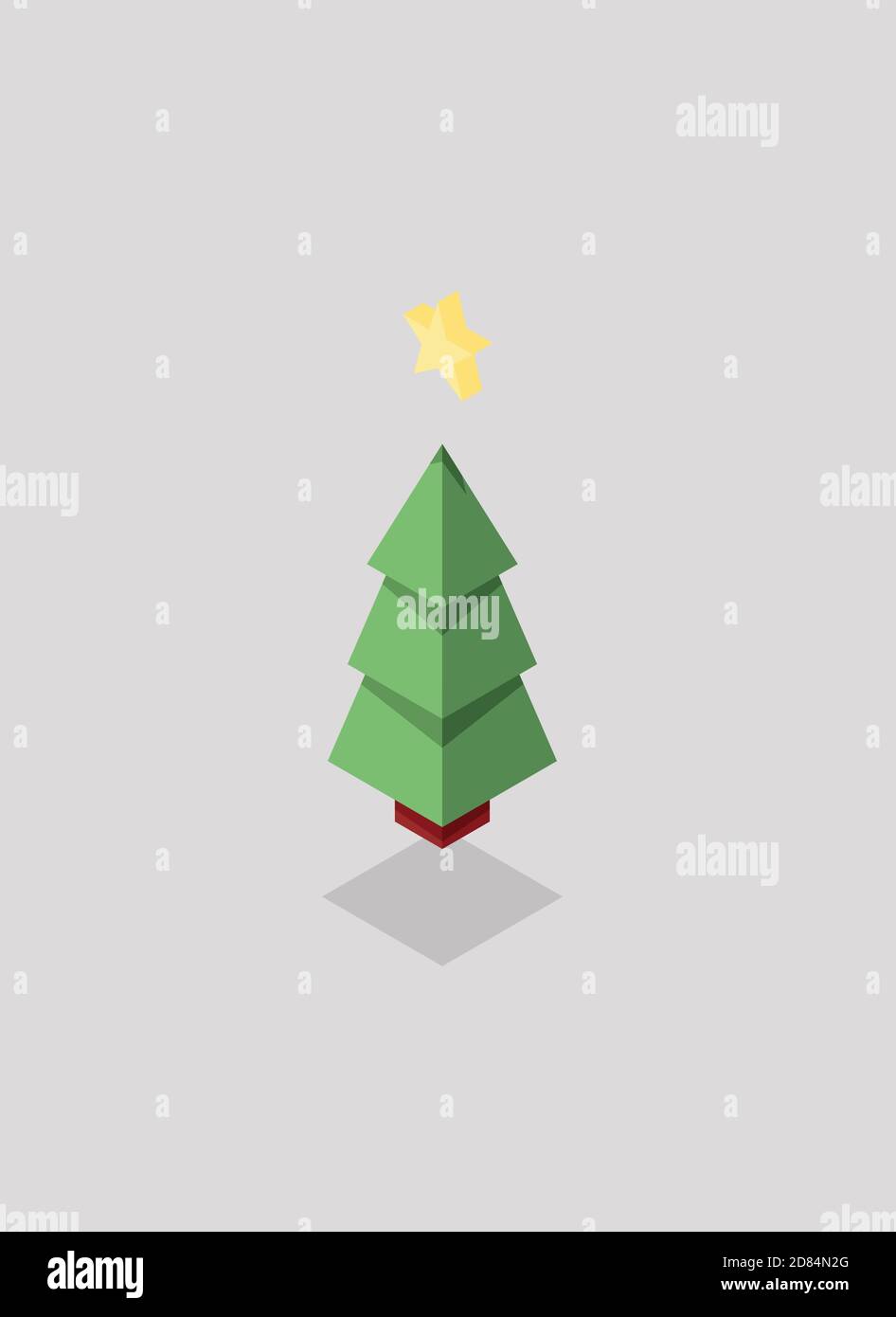 Isometric three-dimensional christmas tree with a star on the top Stock ...