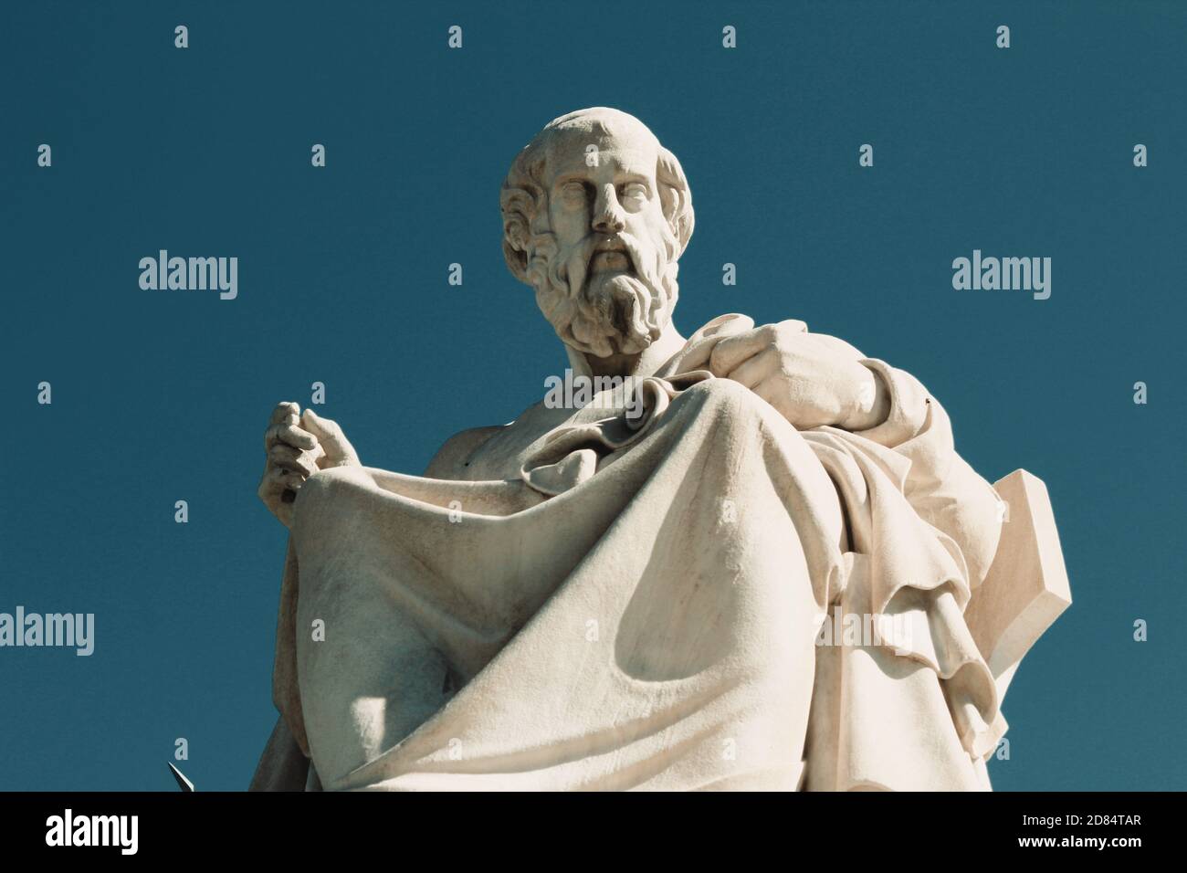 Statue of the ancient Greek philosopher Plato in Athens, Greece. Stock Photo