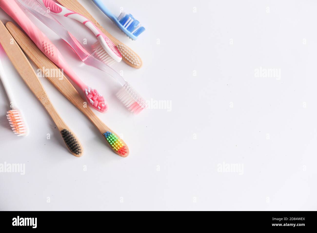 colorful toothbrushes on white background with copy space Stock Photo ...