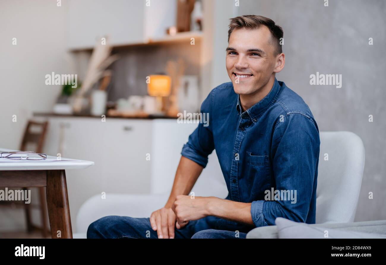 close up. portrait of an attractive young man . Stock Photo