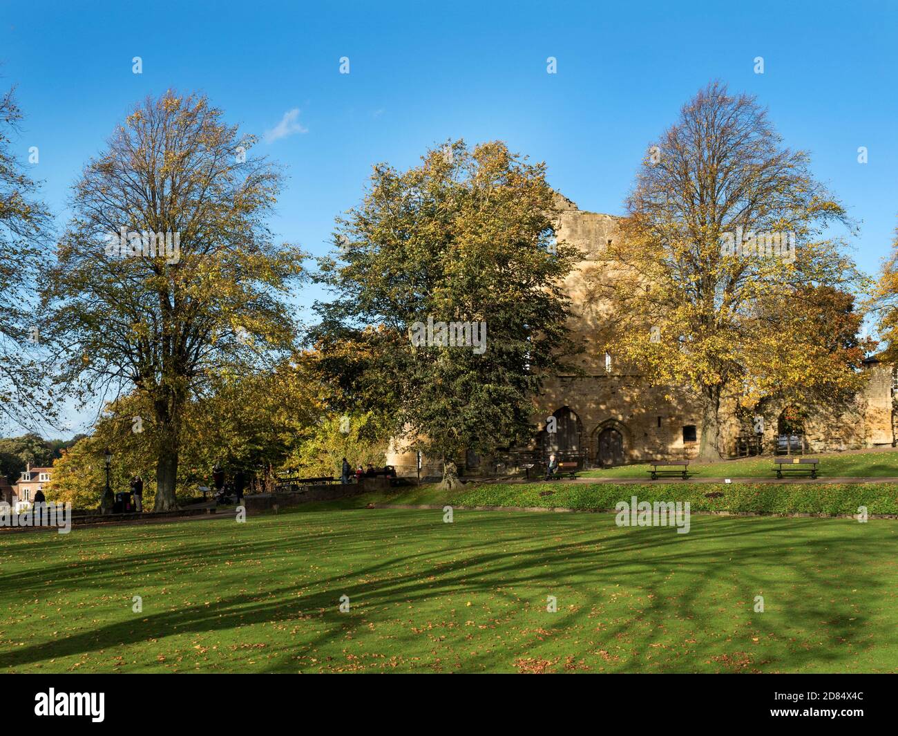 Autumn trees and the Kings Tower at Knaresborough Castle Knaresborough North Yorkshire England Stock Photo