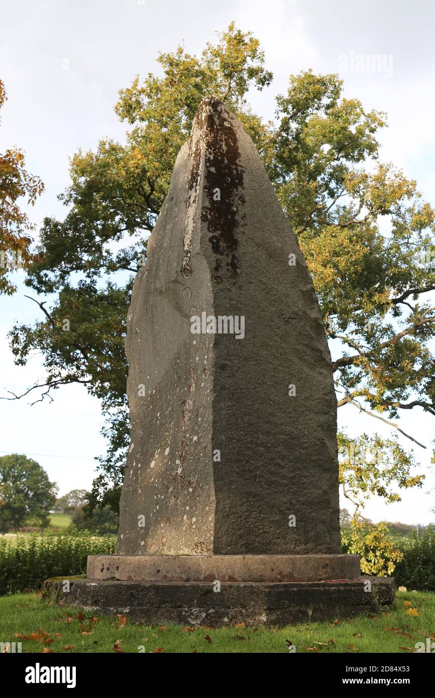 Memorial Stone to death of Llywelyn ap Gruffydd (1282), Cilmeri, Builth Wells, Brecknockshire, Powys, Wales, Great Britain, United Kingdom, UK, Europe Stock Photo
