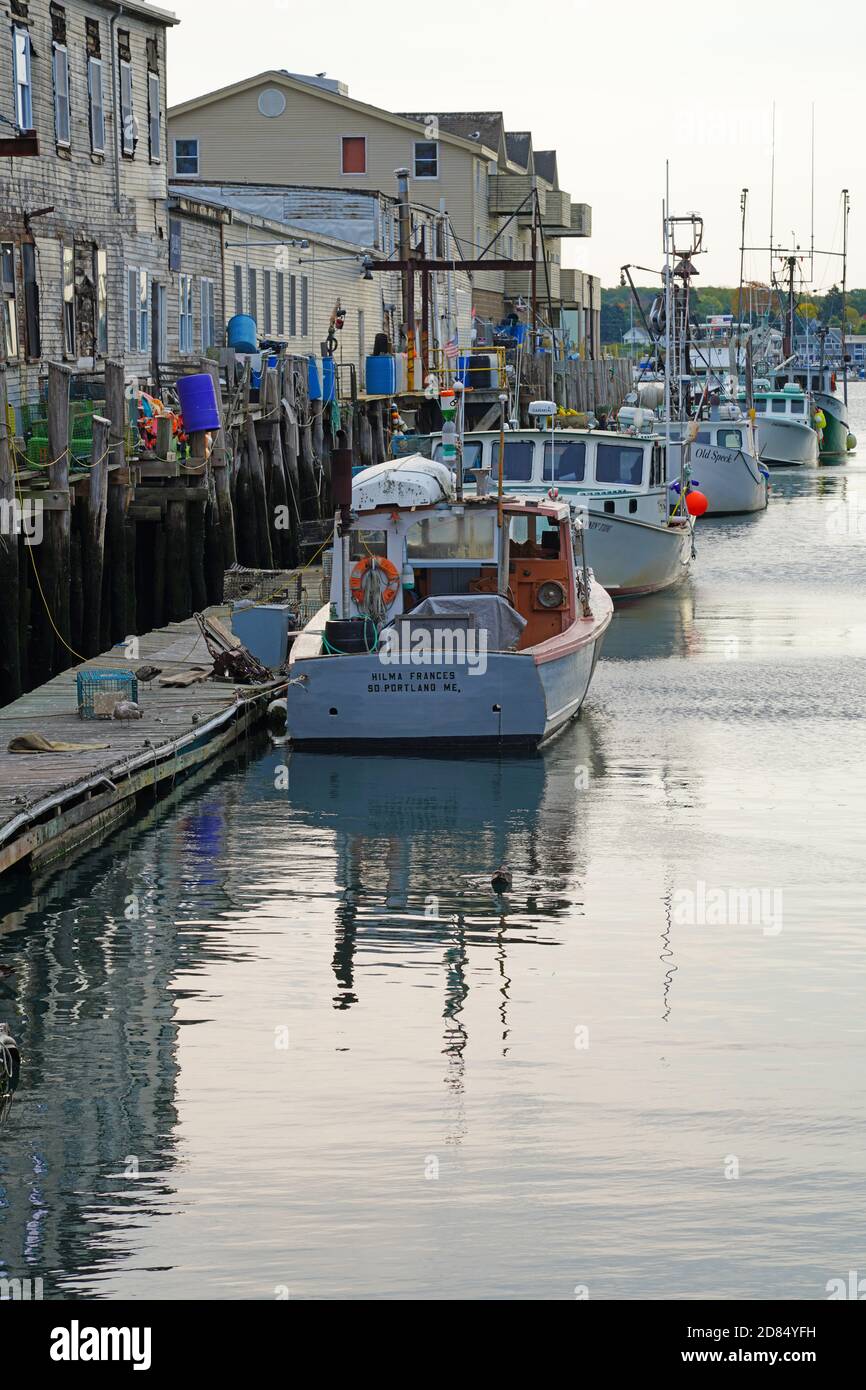PORTLAND, ME 10 OCT 2020 View of lobster boats in the Portland harbor