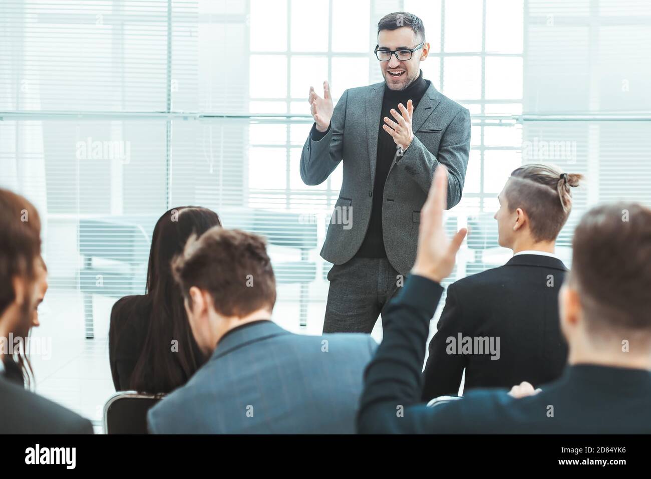 project Manager makes a report for the business team Stock Photo