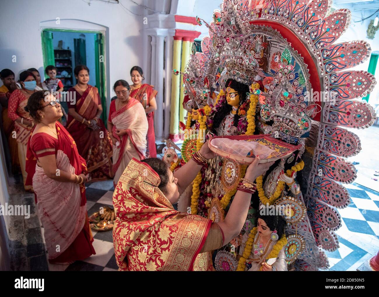 Kolkata, India. 26th Oct, 2020. Different moments of Debi Baron rituals