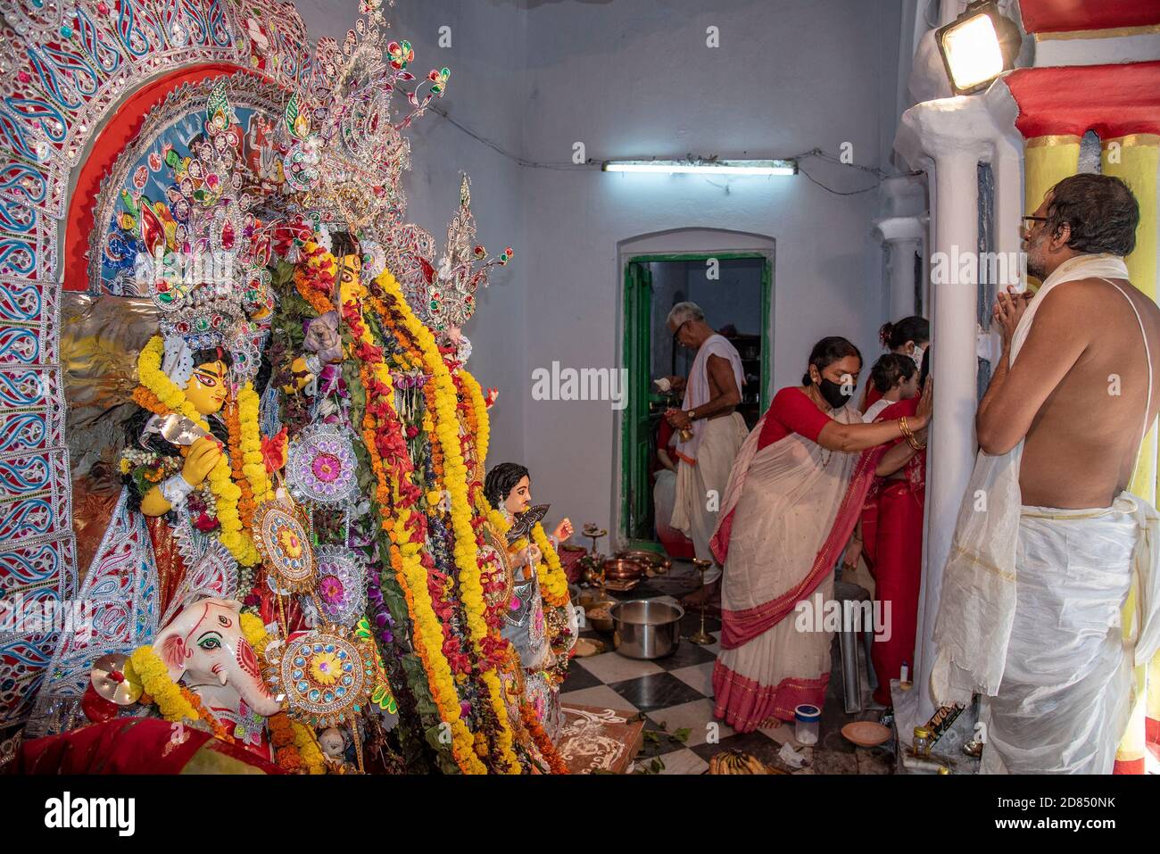 Kolkata, India. 26th Oct, 2020. Different moments of Debi Baron rituals