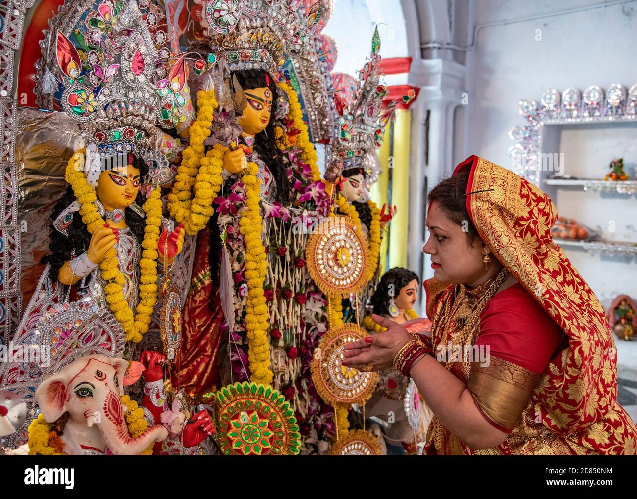 Kolkata, India. 26th Oct, 2020. Different moments of Debi Baron rituals
