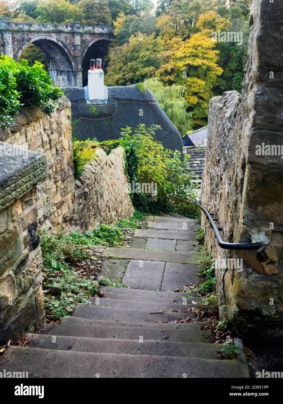 Steps from The Parsonage leading down to Waterside with Manor Cottage