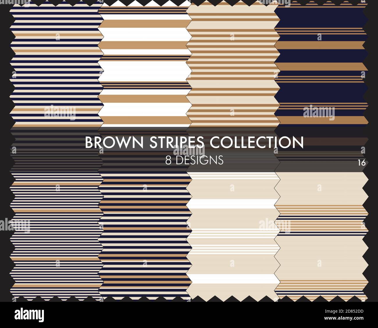 Brown striped seamless pattern collection includes 8 designs for ...
