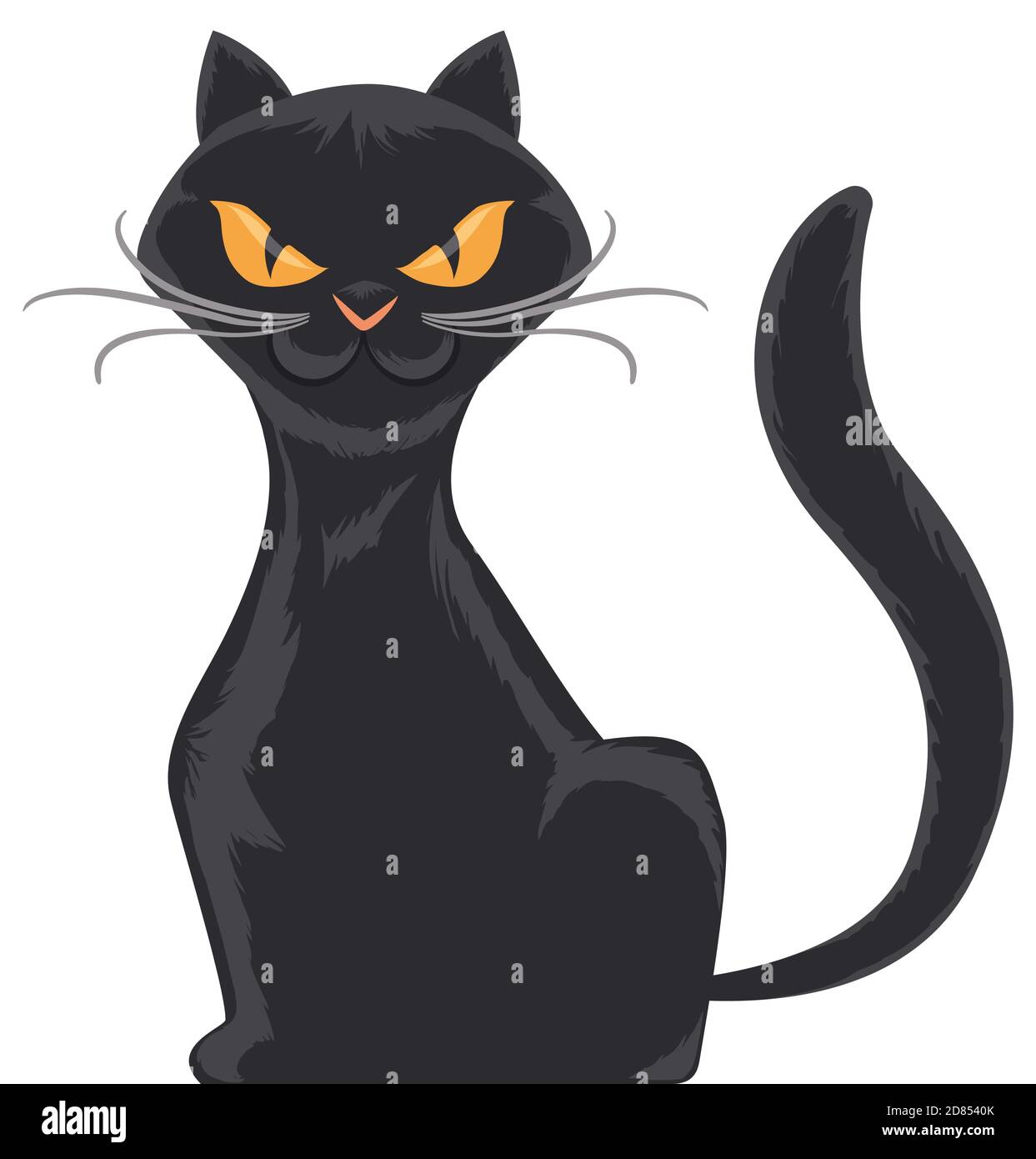 Isolated black and slender cat with twisted whiskers and mischievous  attitude, isolated over white background Stock Vector Image & Art - Alamy
