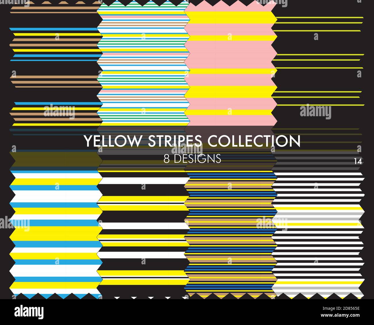 Striped seamless pattern collection includes 8 designs for fashion ...
