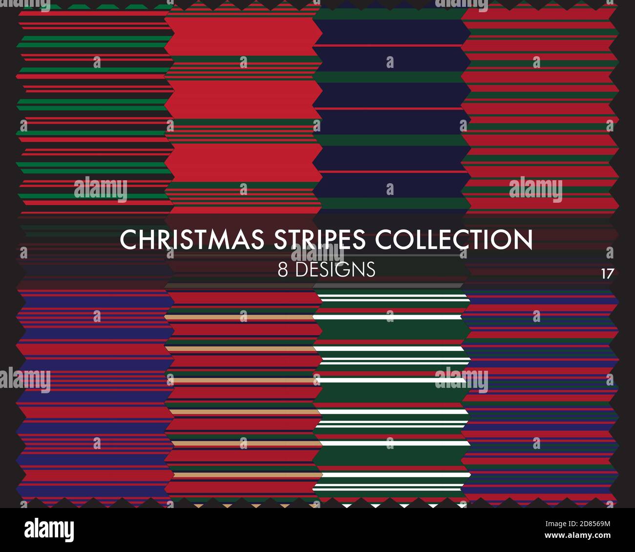 Striped seamless pattern collection includes 8 designs for fashion ...