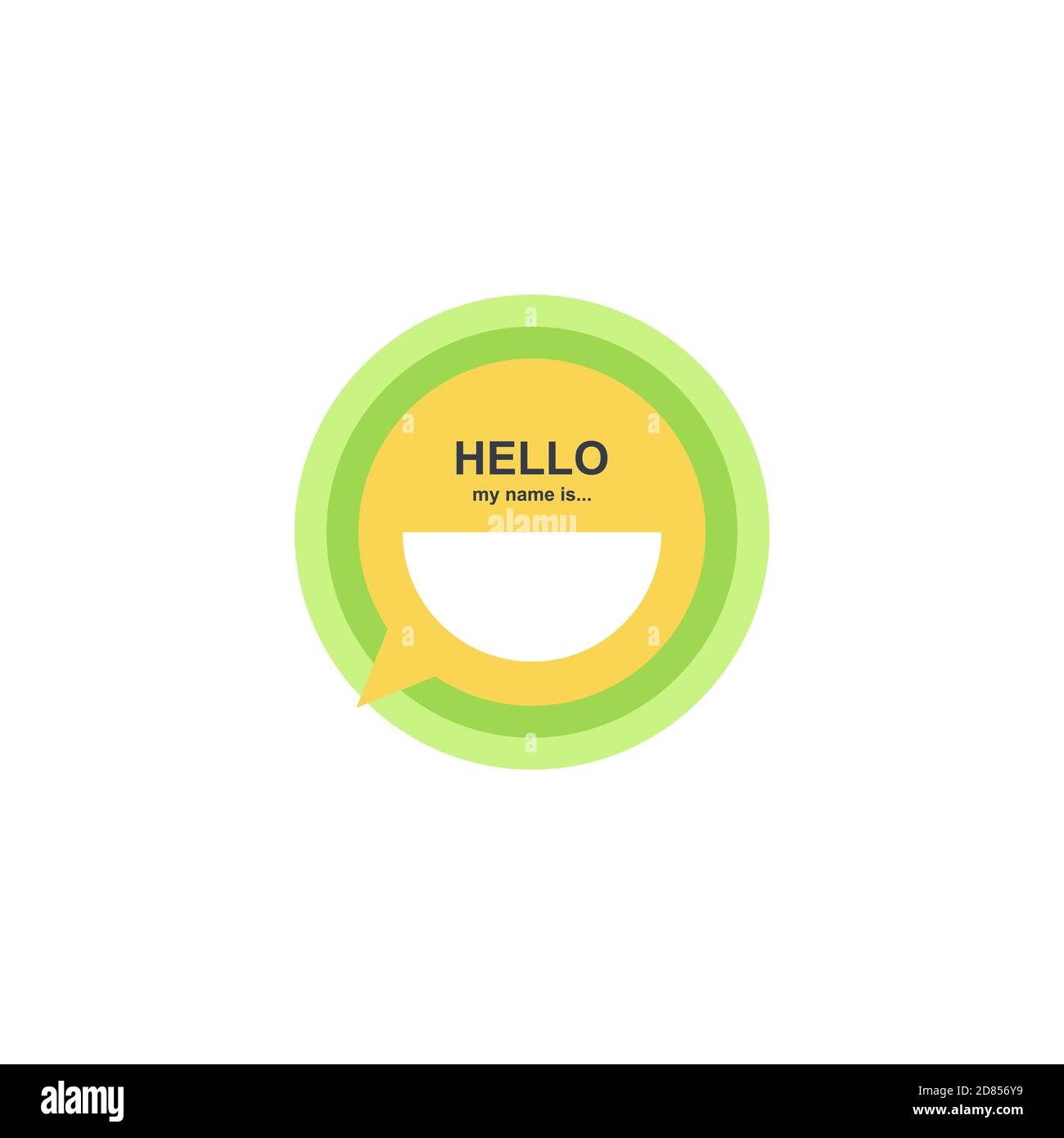 Badge or register vector isolated sticker hello my name is in trendy flat style on white background. Stock Vector