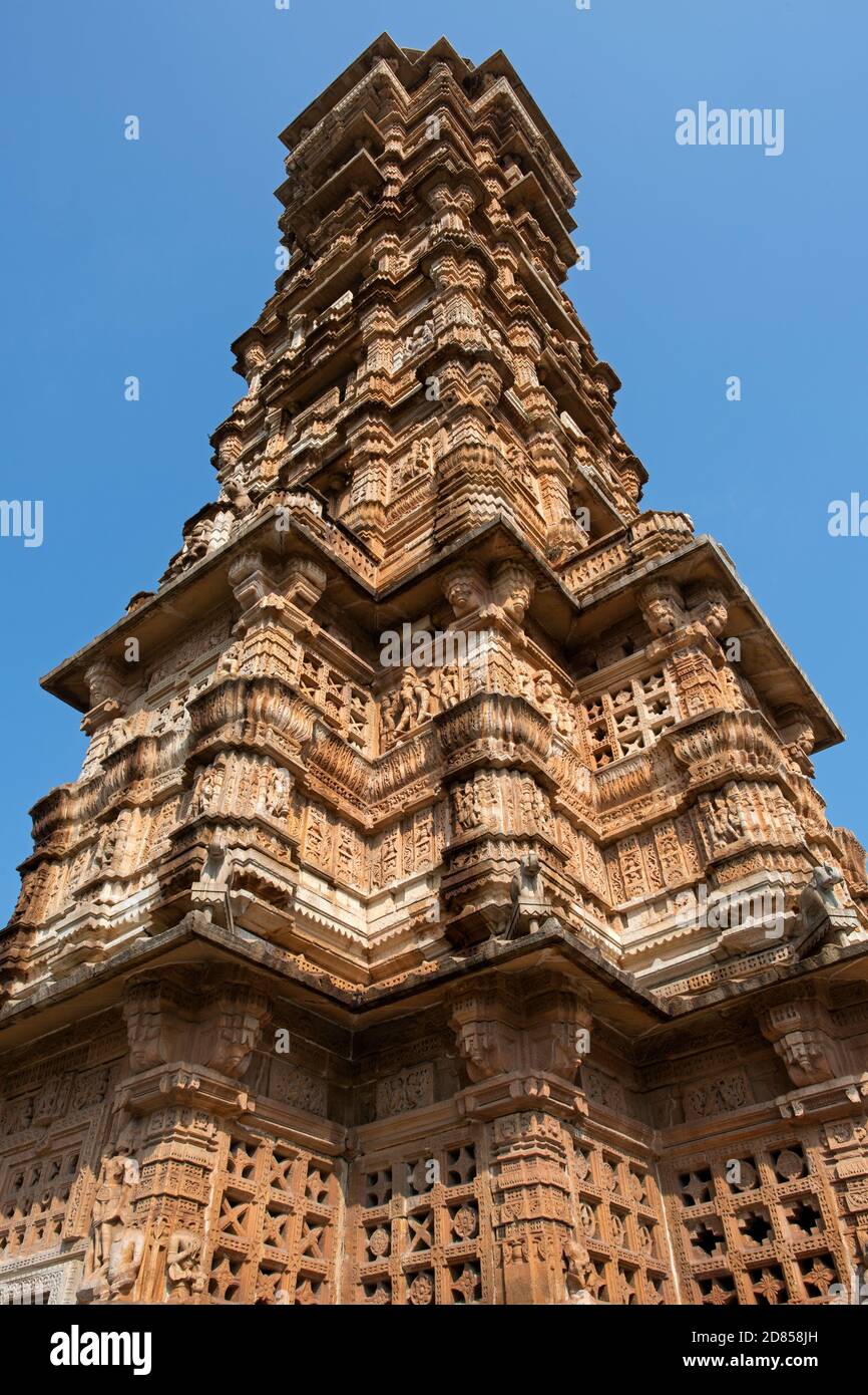 The Chittor Fort or Chittorgarh is the largest fort in India. It is a UNESCO World Heritage Site, Chittorgarh, Rajasthan, India. Stock Photo