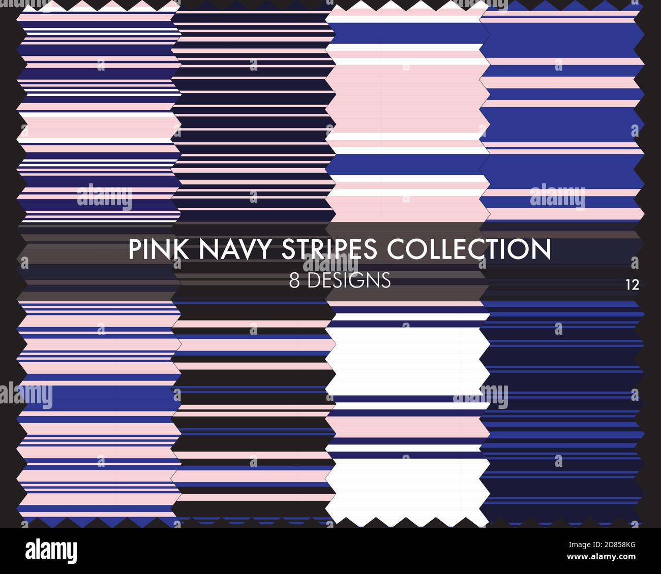 Striped seamless pattern collection includes 8 designs for fashion ...