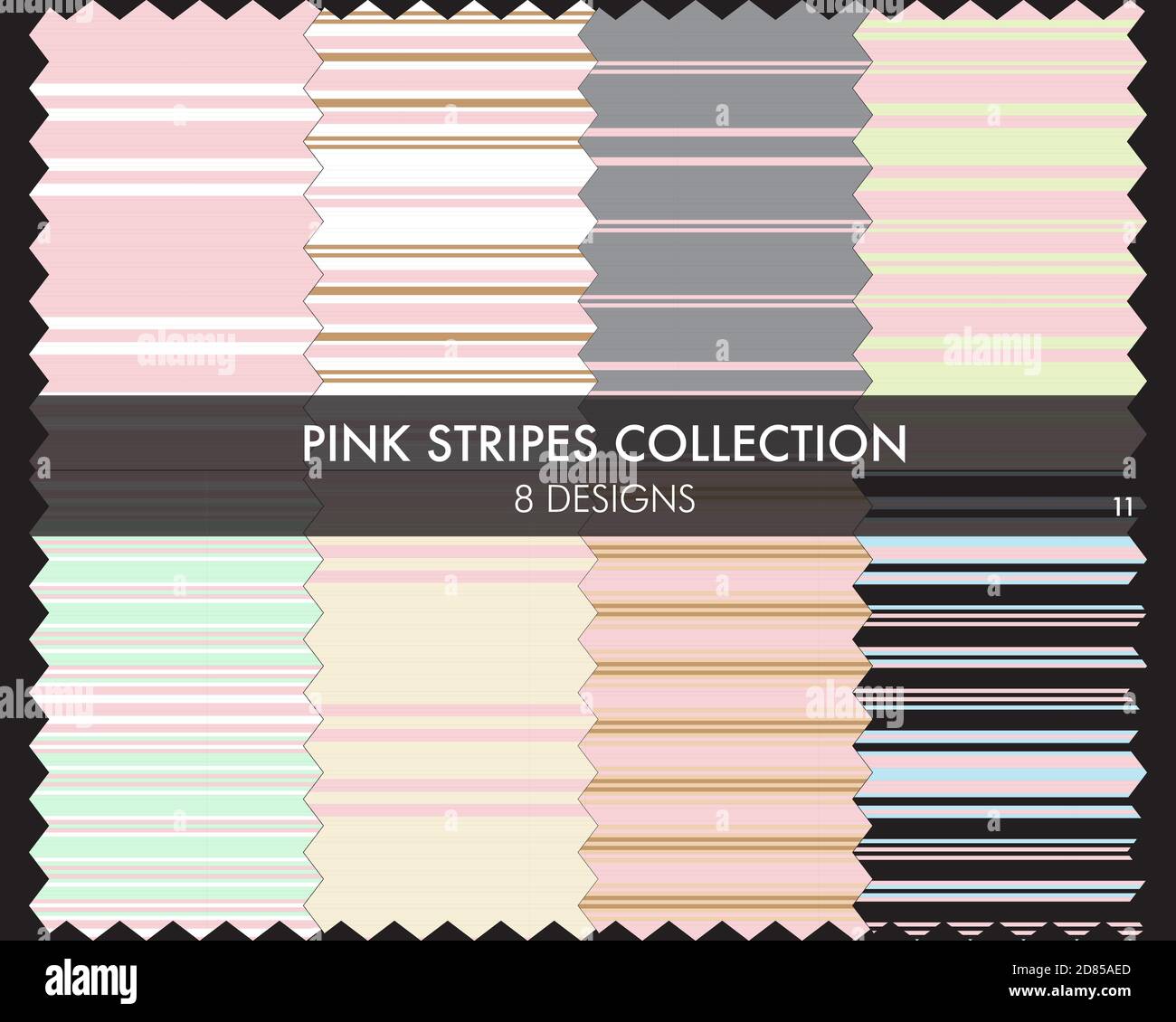 Striped seamless pattern collection includes 8 designs for fashion ...