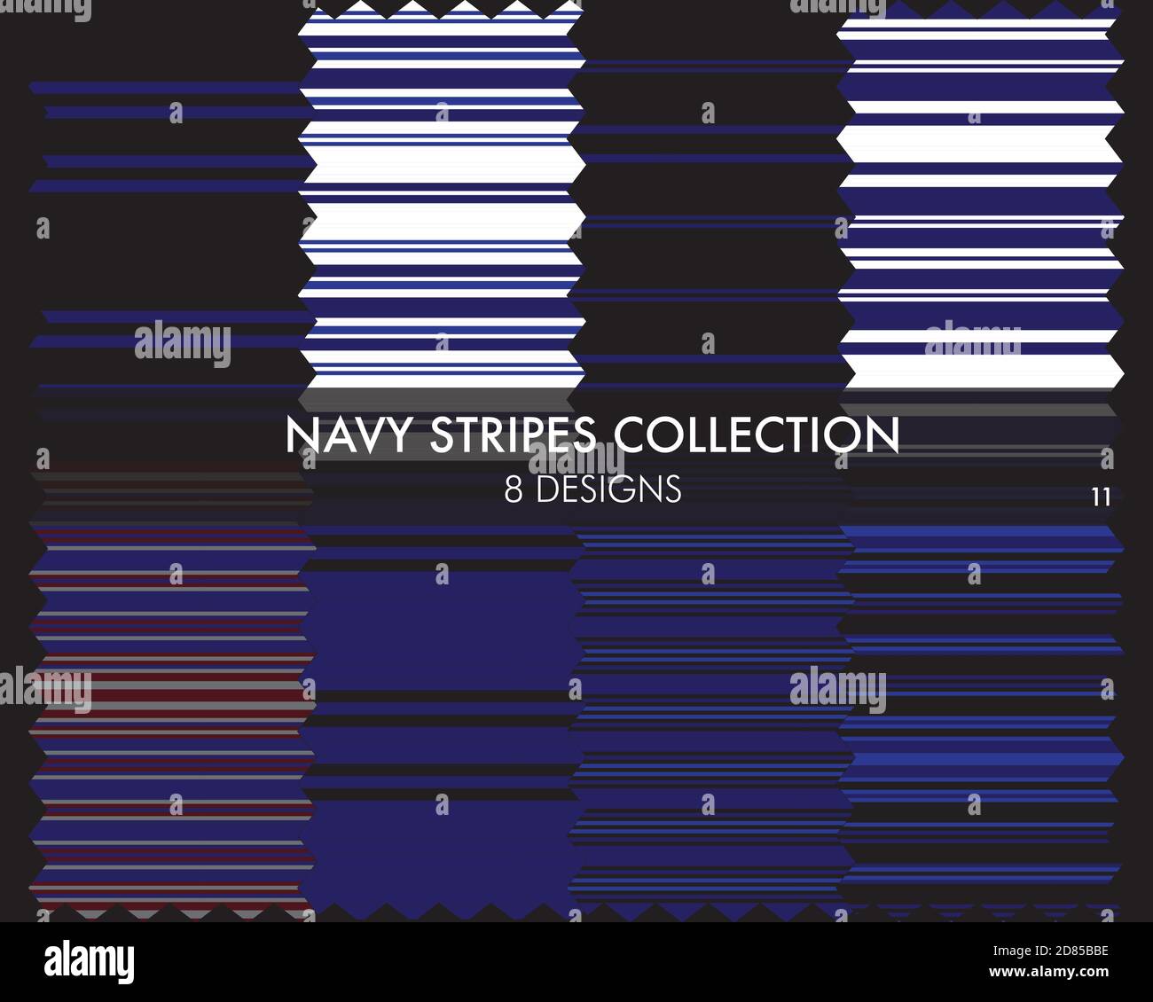 Striped seamless pattern collection includes 8 designs for fashion ...